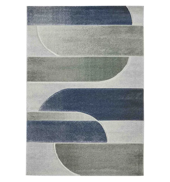 Diamond Abstract Machine Made Carpet Olive and Blue