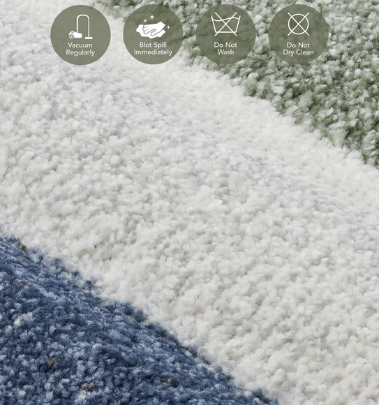 Diamond Abstract Machine Made Carpet Olive and Blue