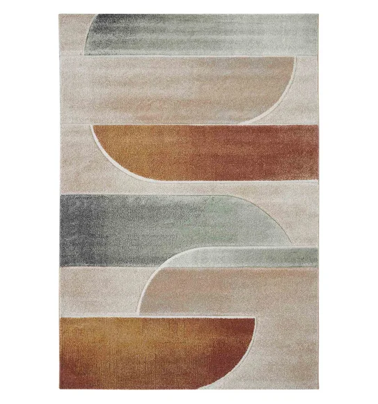 Diamond Abstract Machine Made Carpet Rust and Beige