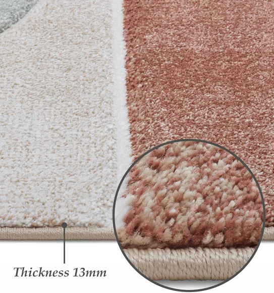 Diamond Abstract Machine Made Carpet Rust and Beige