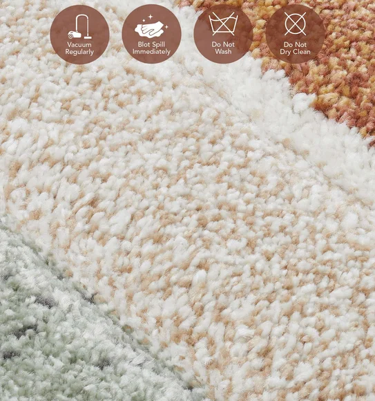 Diamond Abstract Machine Made Carpet Rust and Beige