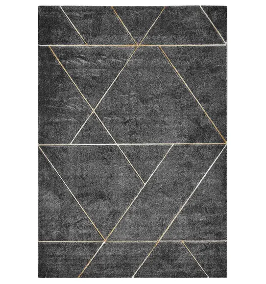 Diamond Geometric Machine Made Carpet Charcoal and Beige