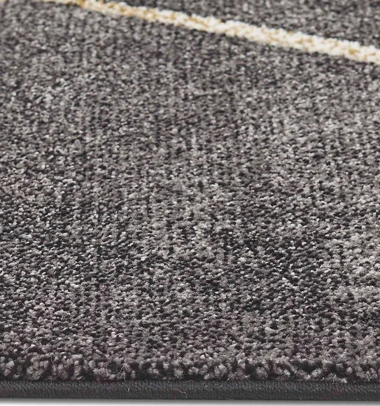 Diamond Geometric Machine Made Carpet Charcoal and Beige