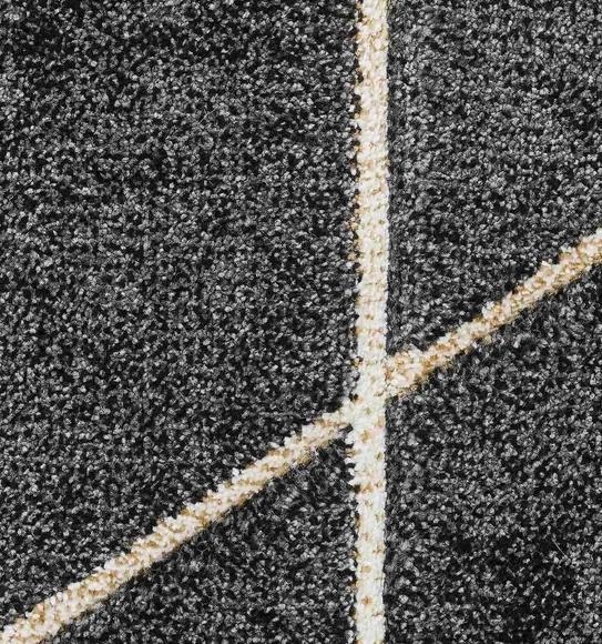 Diamond Geometric Machine Made Carpet Charcoal and Beige
