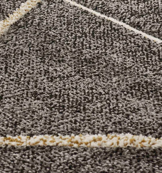 Diamond Geometric Machine Made Carpet Charcoal and Beige