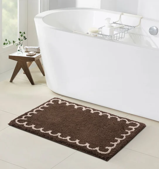 Scallop Anti-skid Ultra Absorbent Bath Mat Chocolate