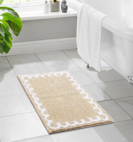 Scallop Anti-skid Ultra Absorbent Bath Mat Beige