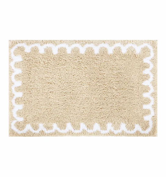 Scallop Anti-skid Ultra Absorbent Bath Mat Beige