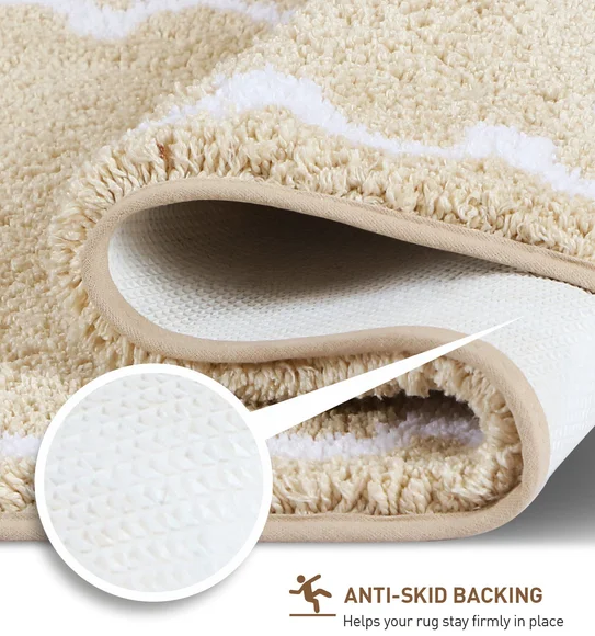 Scallop Anti-skid Ultra Absorbent Bath Mat Beige