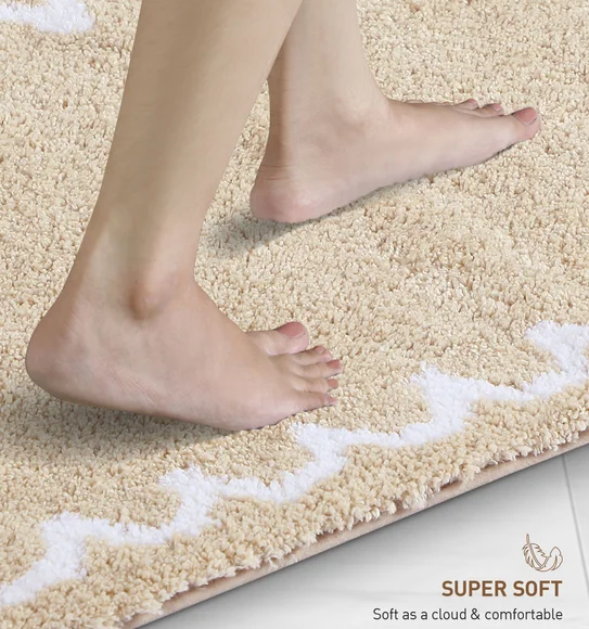 Scallop Anti-skid Ultra Absorbent Bath Mat Beige