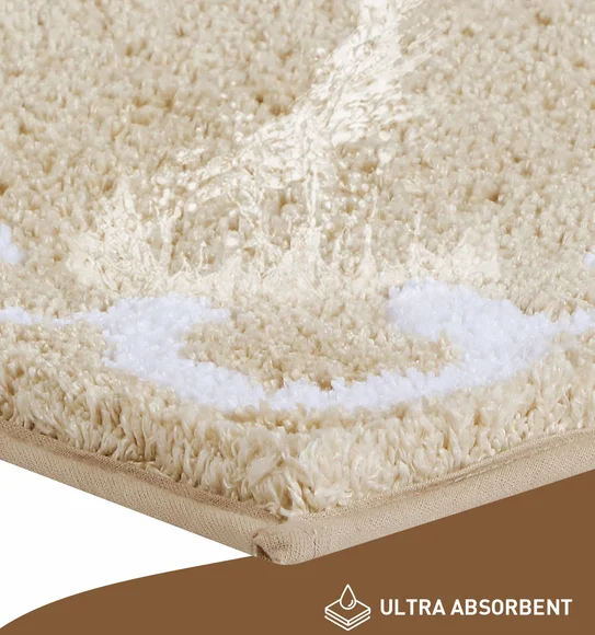 Scallop Anti-skid Ultra Absorbent Bath Mat Beige