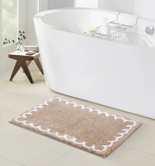 Scallop Anti-skid Ultra Absorbent Bath Mat Brown