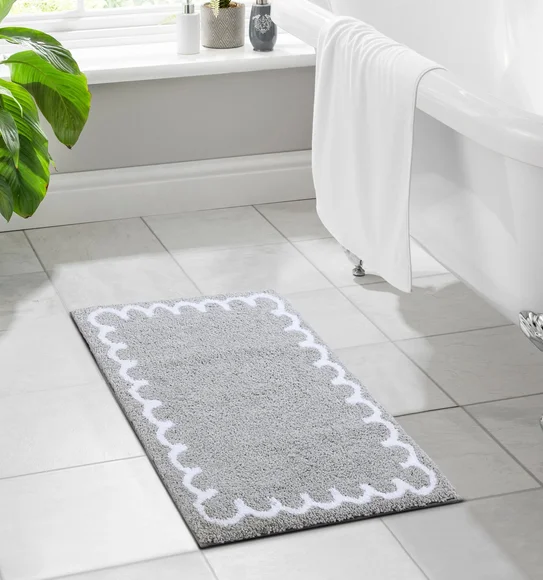 Scallop Anti-skid Ultra Absorbent Bath Mat Silver