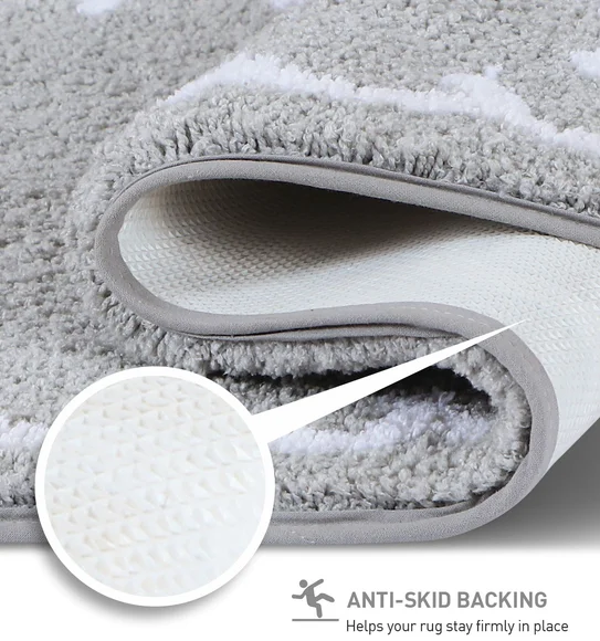 Scallop Anti-skid Ultra Absorbent Bath Mat Silver