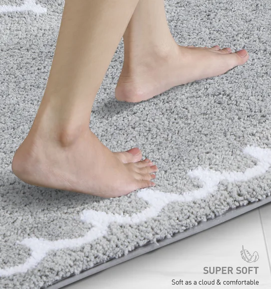 Scallop Anti-skid Ultra Absorbent Bath Mat Silver