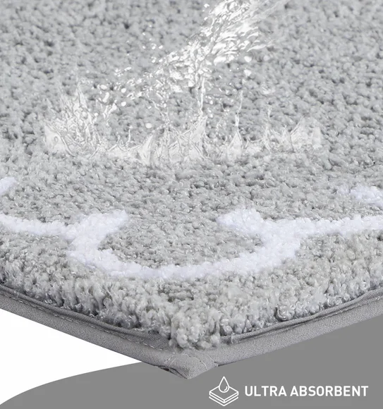 Scallop Anti-skid Ultra Absorbent Bath Mat Silver