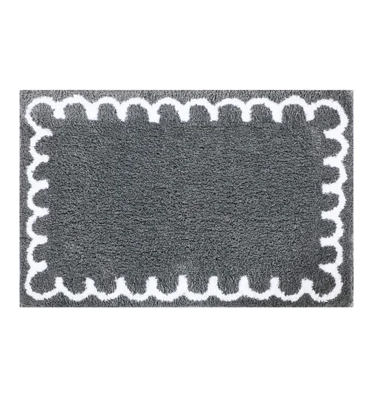 Scallop Anti-skid Ultra Absorbent Bath Mat Charcoal