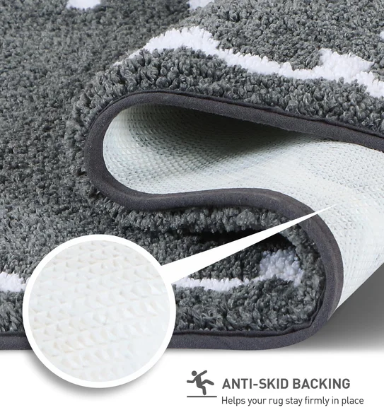 Scallop Anti-skid Ultra Absorbent Bath Mat Charcoal