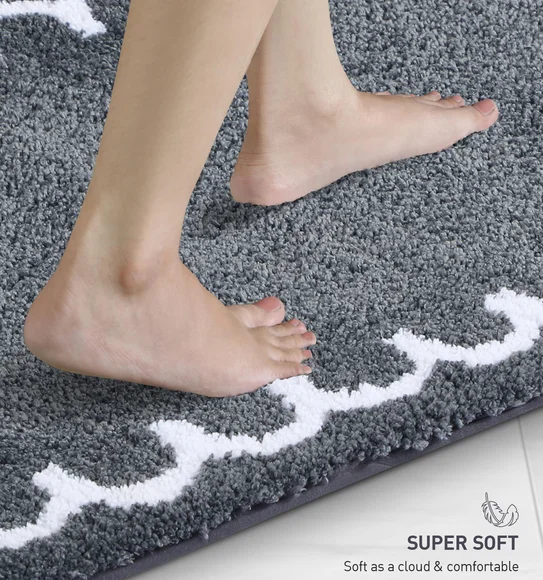 Scallop Anti-skid Ultra Absorbent Bath Mat Charcoal