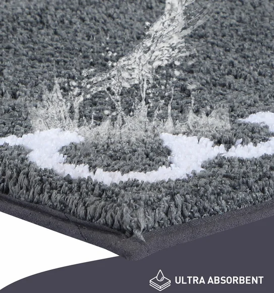 Scallop Anti-skid Ultra Absorbent Bath Mat Charcoal
