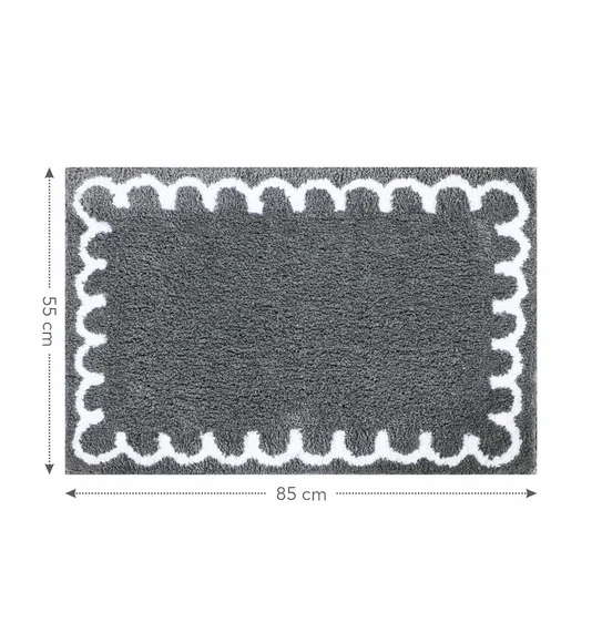 Scallop Anti-skid Ultra Absorbent Bath Mat Charcoal