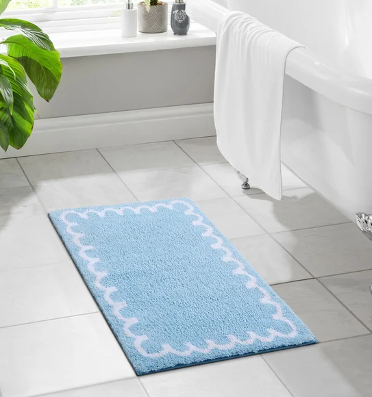 Scallop Anti-skid Ultra Absorbent Bath Mat Sky Blue