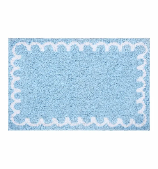Scallop Anti-skid Ultra Absorbent Bath Mat Sky Blue