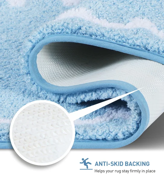Scallop Anti-skid Ultra Absorbent Bath Mat Sky Blue