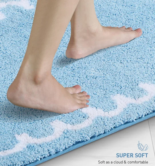 Scallop Anti-skid Ultra Absorbent Bath Mat Sky Blue