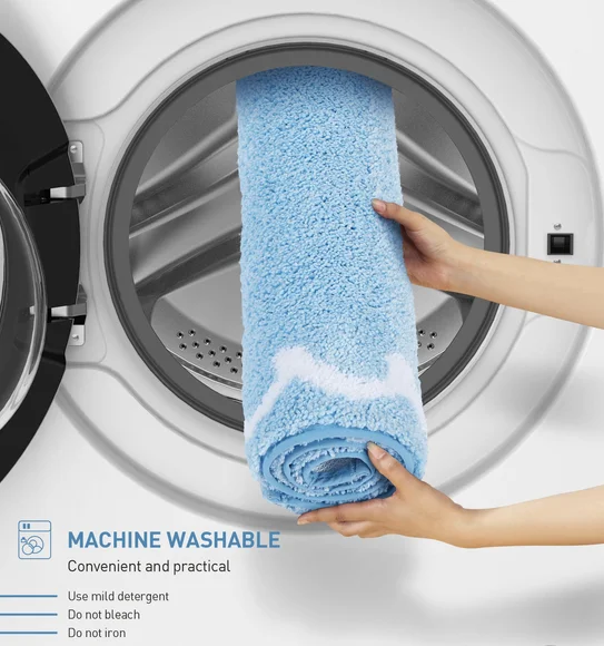 Scallop Anti-skid Ultra Absorbent Bath Mat Sky Blue
