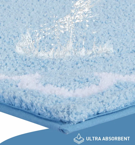 Scallop Anti-skid Ultra Absorbent Bath Mat Sky Blue