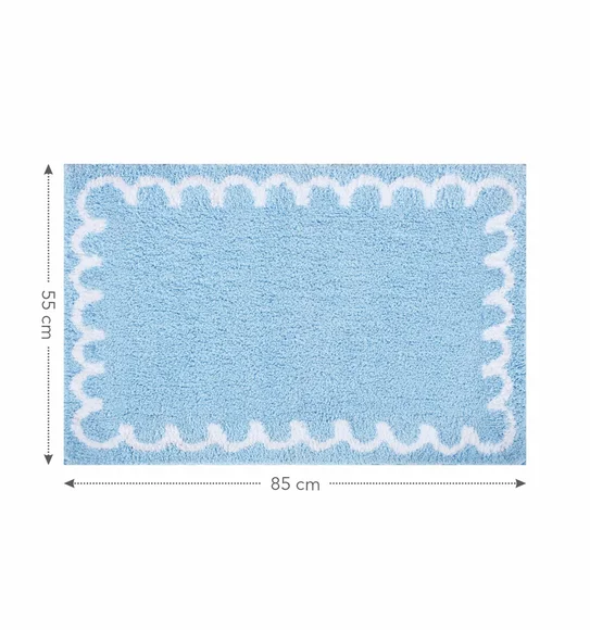 Scallop Anti-skid Ultra Absorbent Bath Mat Sky Blue