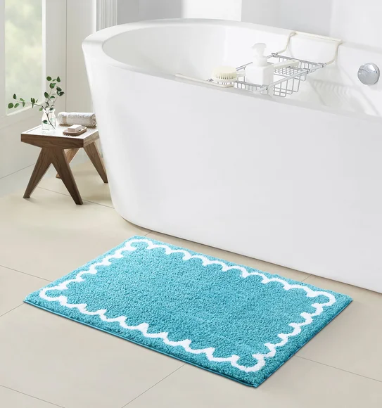 Scallop Anti-skid Ultra Absorbent Bath Mat Teal