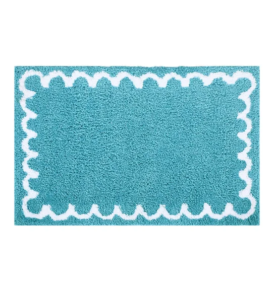 Scallop Anti-skid Ultra Absorbent Bath Mat Teal