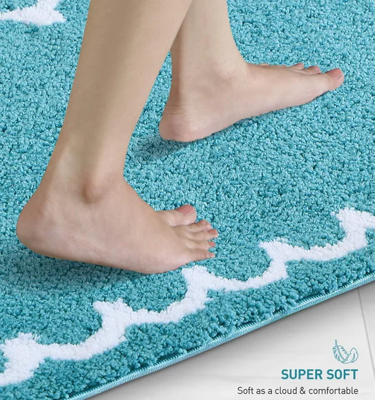 Scallop Anti-skid Ultra Absorbent Bath Mat Teal