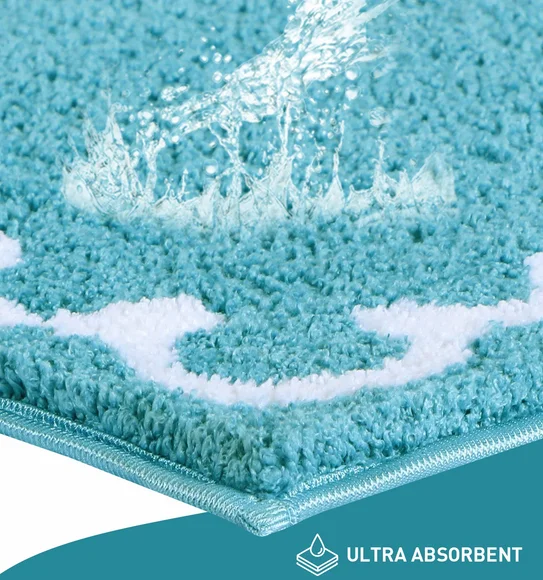 Scallop Anti-skid Ultra Absorbent Bath Mat Teal