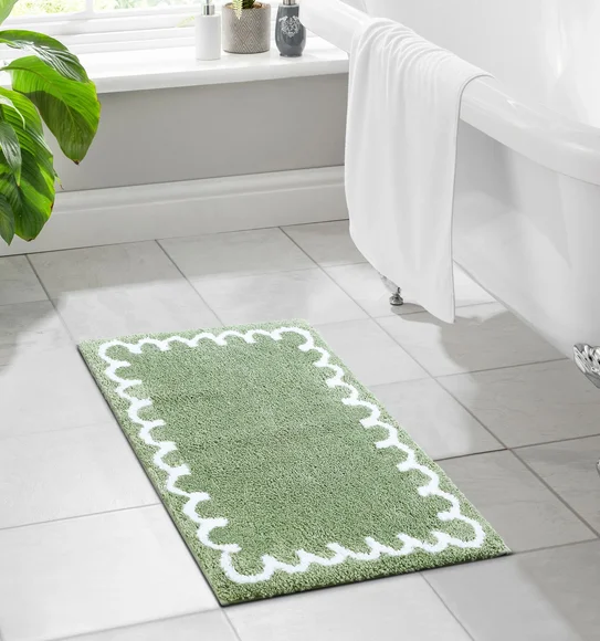 Scallop Anti-skid Ultra Absorbent Bath Mat Sage