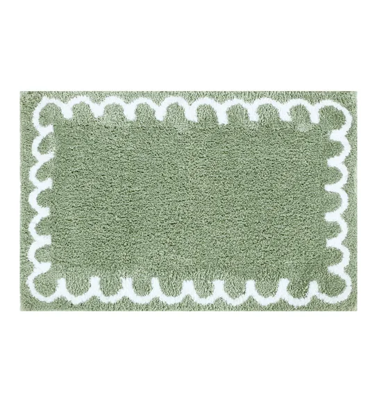 Scallop Anti-skid Ultra Absorbent Bath Mat Sage