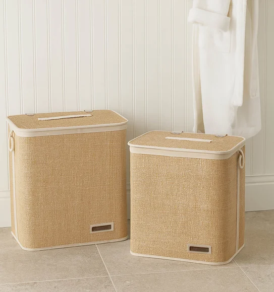 Sophia Set of 2 Laundry Basket Storage Basket Brown and White