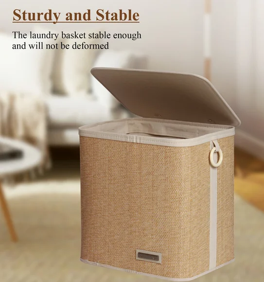 Sophia Set of 2 Laundry Basket Storage Basket Brown and White