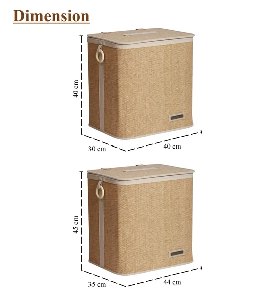 Sophia Set of 2 Laundry Basket Storage Basket Brown and White