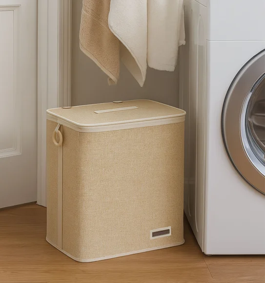 Sophia Laundry Basket Storage Basket Brown and White