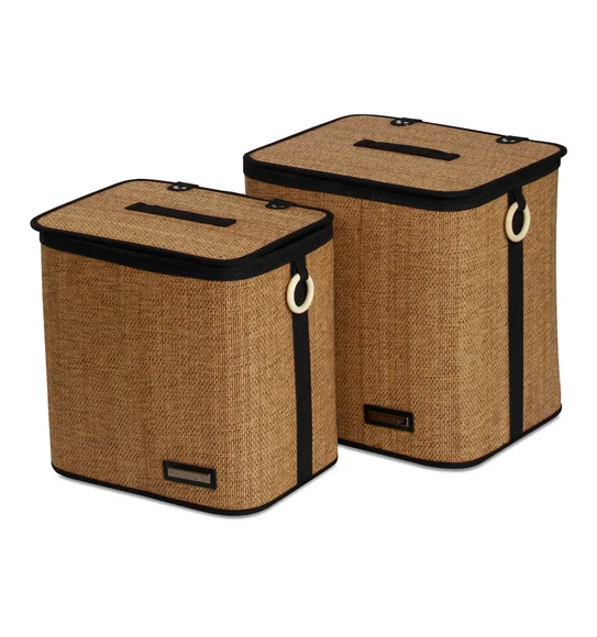 Sophia Set of 2 Laundry Basket Storage Basket Brown and Black