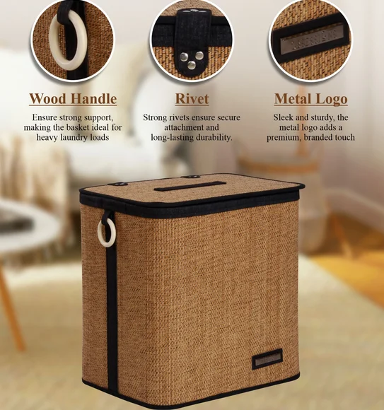 Sophia Laundry Basket Storage Basket Brown and Black