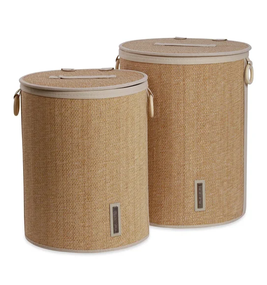 Sophia Set of 2 Laundry Basket Storage Basket Brown and White