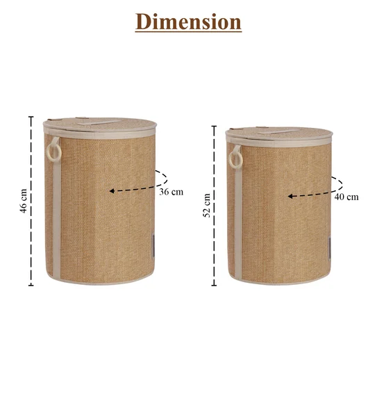 Sophia Set of 2 Laundry Basket Storage Basket Brown and White