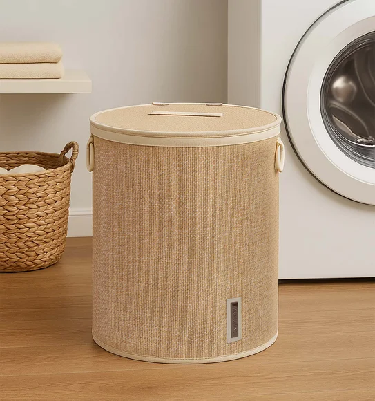 Sophia Laundry Basket Storage Basket Brown and White