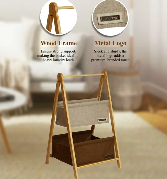 Sophia Laundry Basket Storage Basket Beige and Brown