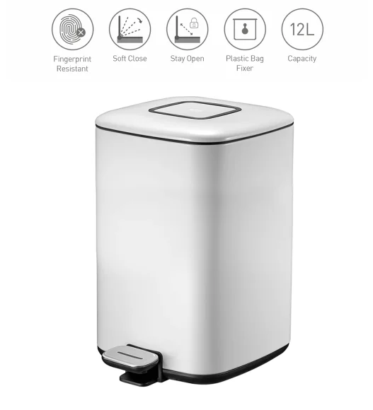 Eko 9388 Regent Deodorizer Compartment Step Bin White