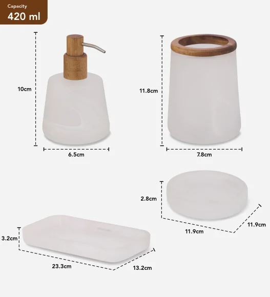 Prism 2 Glass Bath Set White